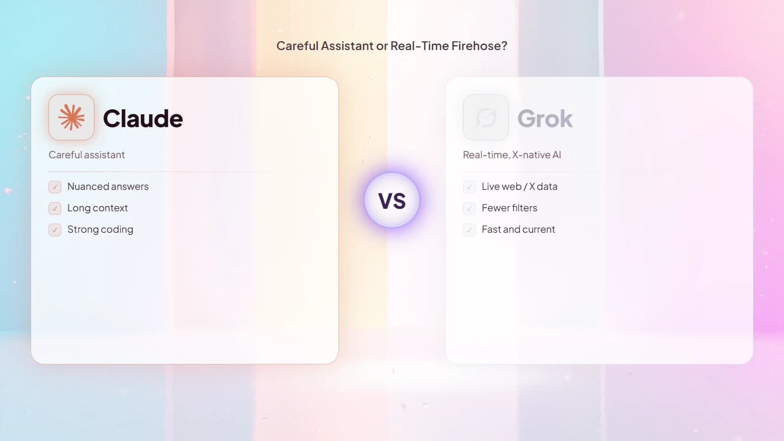 Claude vs Grok: Careful Assistant or Real-Time Firehose?