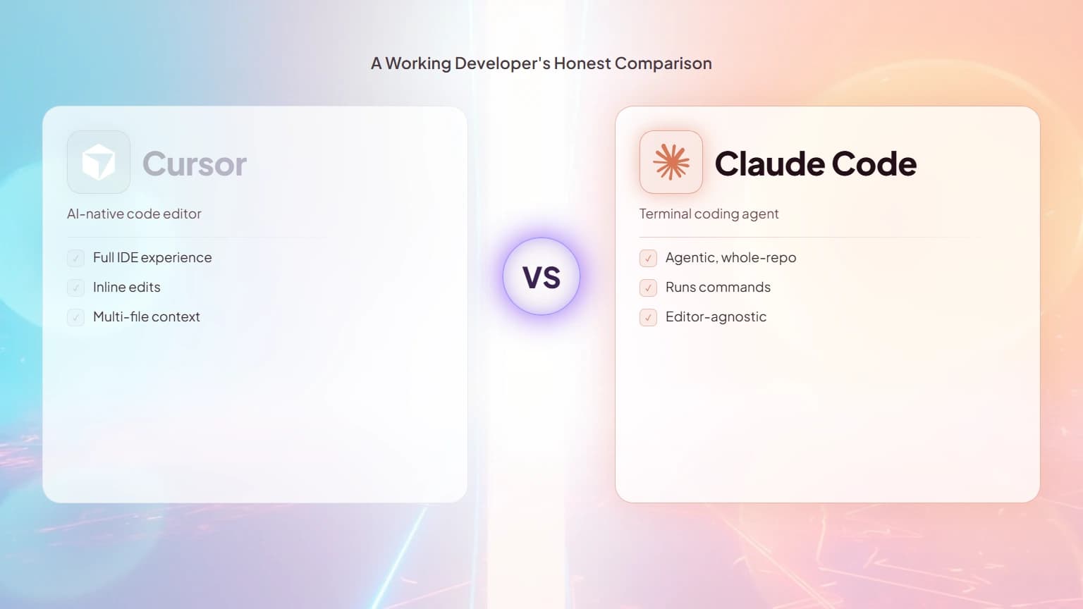 Cursor vs Claude Code: A Working Developer's Honest Comparison